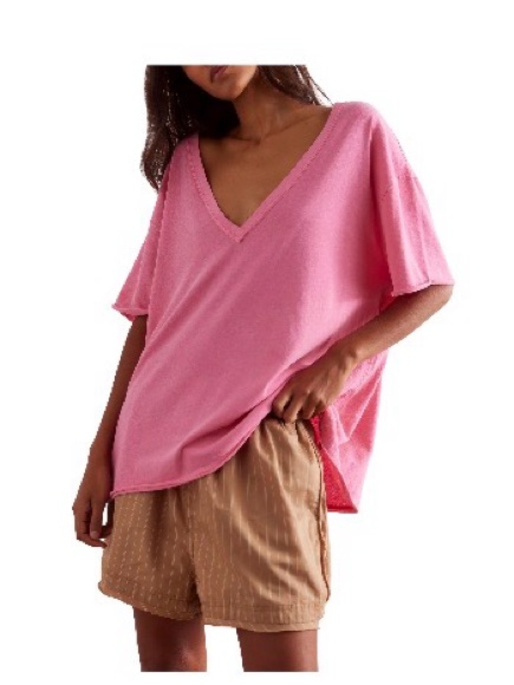 Free People - We The Free Light Pink Nina V-Neck Short Sleeve Tee - Picture 2 of 2